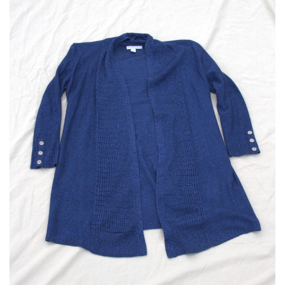 New York & Company Blue Open Front Knit Cardigan Sweater Women's Small